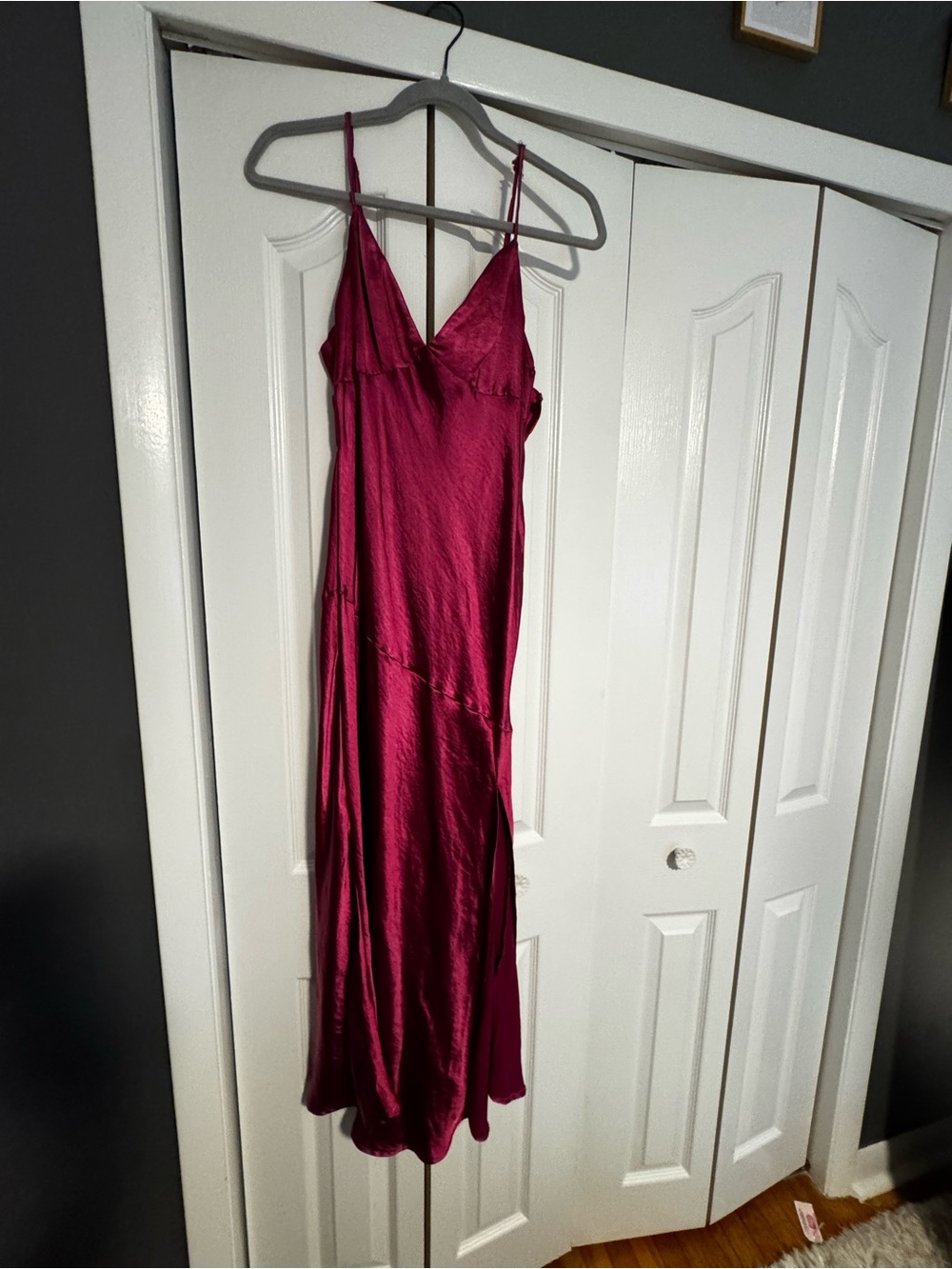 Hello Molly Fuchsia Satin Maxi Slip Dress